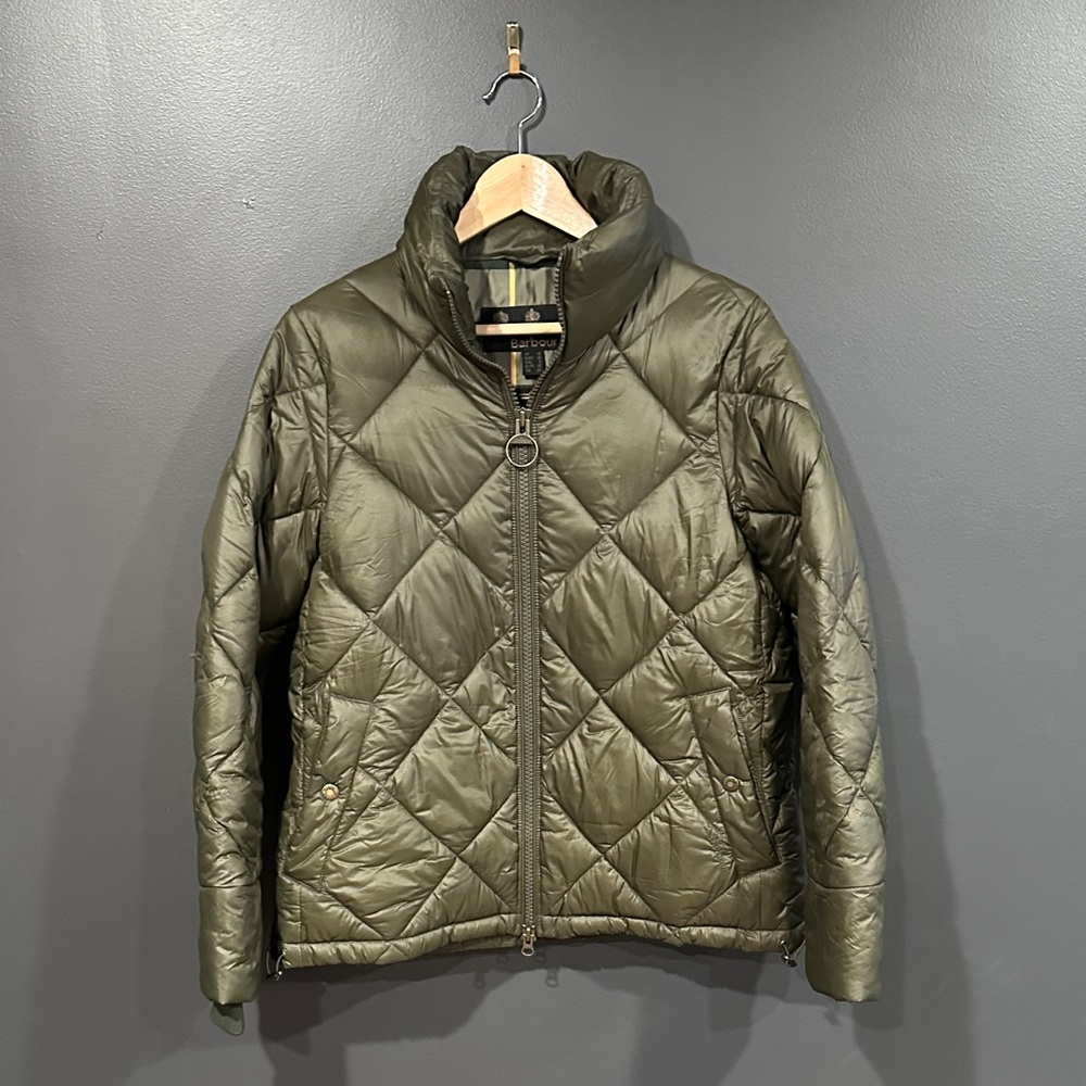 Barbour Olive Quilted Puffer Jacket - Womens Size 6